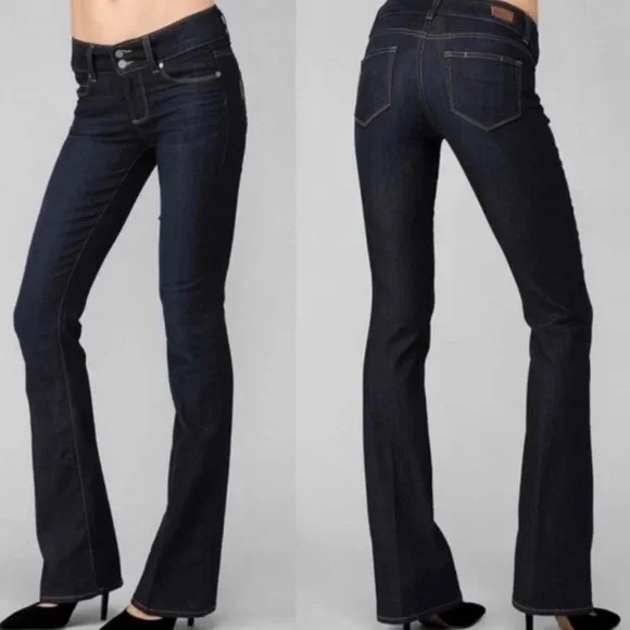 Paige Hidden Hills Bootcut Mid Rise Denim Blue Wash Jeans Size 31 - Picture 1 of 9